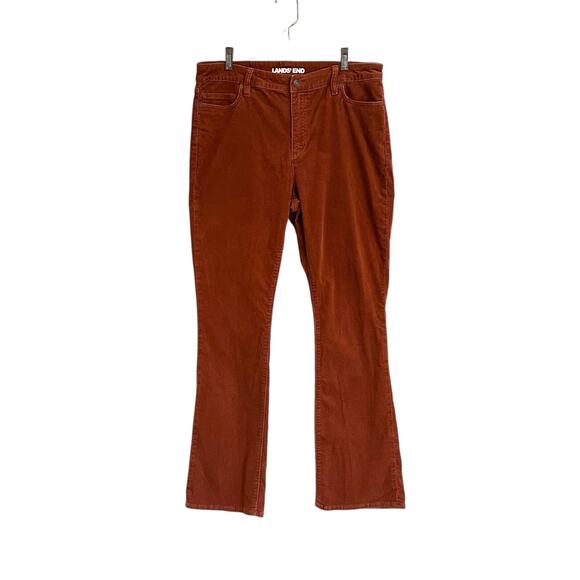 Lands’ End Corduroy Mid Rise Boot Cut Burnt Orange Brown Pant Sz 14 - Picture 1 of 7